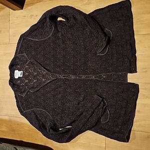 Talbots 2X Chocolate Textured Cardigan